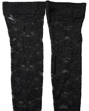 Dolce & Gabbana Floral Lace Thigh High Stockings Socks Nylon Elastane Clothing - Black