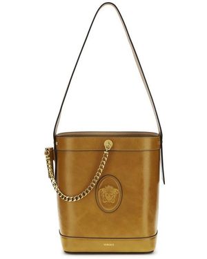 Versace Calf Leather Bos Taurus Backet Bag - Brown