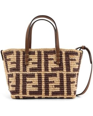 Fendi Raffia Mini Roll Shoulder Bag - Metallic