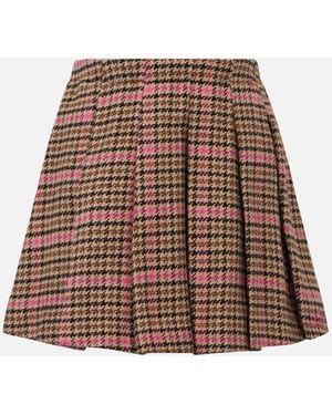 MC2 Saint Barth Girl Flannel Skirt With Pied De Poul Print - Brown