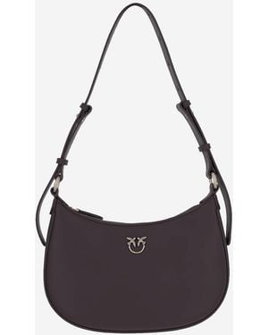 Pinko Shoulder Bag Simply Love Half-Moon Leather - Black