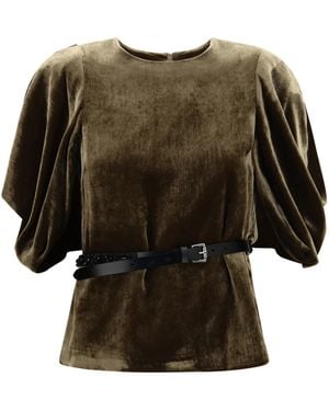 P.A.R.O.S.H. Velvet Top Viscose; Silk Shirt - Green