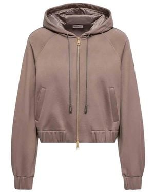 Moncler Logo-Patch Zip-Up Hoodie - Brown