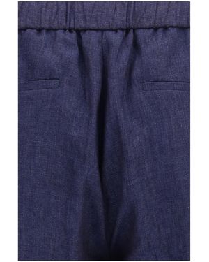 Gi Capri Linen Drawstring Trousers - Blue