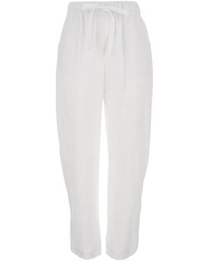 Semicouture Pants With Elastic Drawstring Waist - White
