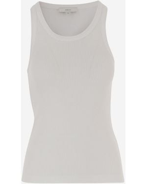 Vince Stretch Cotton Blend Tank Top - White