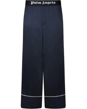 Palm Angels Satin Pyjama Trousers - Blue
