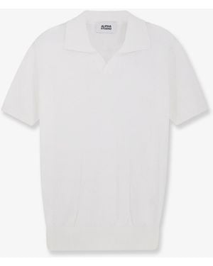Alpha Studio Cotton Polo Shirt - White