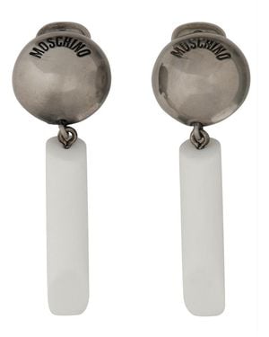 Moschino Logo Earrings Polyethylene - White