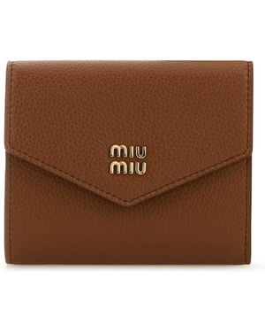 Miu Miu Caramel Leather Wallet - Brown