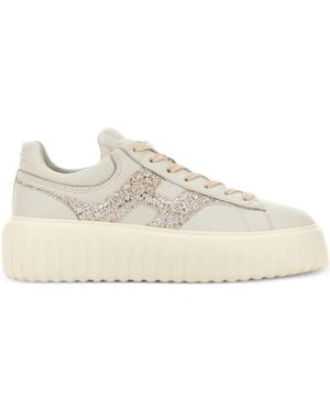 Hogan H-Stripes Leather Trainers - Natural