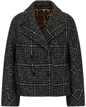 Dolce & Gabbana Houndstooth Coat Coats And Trench Coats - Black