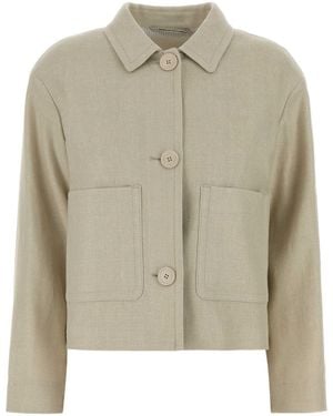 Max Mara Sand Stretch Linen Blend Dattero Blazer - Natural