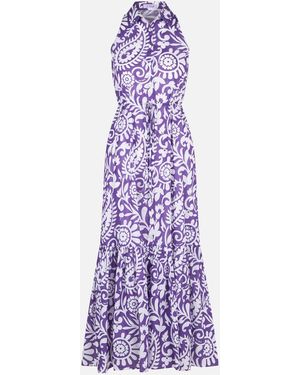 MC2 Saint Barth Ida Cotton Long Dress With Paisley Print - Purple