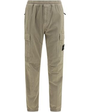 Stone Island Cargo Trousers With Elasticated Cuffs Cotton; Elastane - Grey