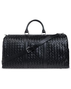 Bottega Veneta Leather-Trimmed Weekender Holdall Luggage - Black