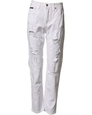 Dolce & Gabbana Distressed Cotton Boyfriend Denim Jeans Co+02 Clothing - Gray