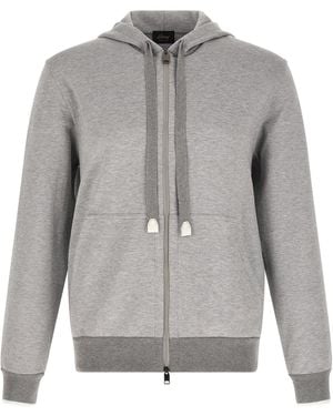 Brioni Piquet Cotton Hoodie - Grey