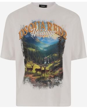 DSquared² Cotton T-Shirt With Print - Grey