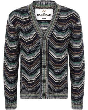 Missoni Missoni Zigzag Wool-Cotton Blend Cardigan - Black