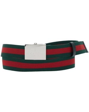 Gucci Belt With Web Motif Canvas - White