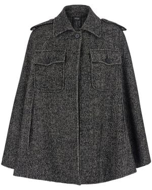 Le Plain Leplain Wool Herringbone Cape - Gray