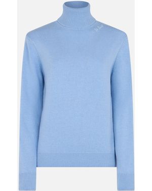 MC2 Saint Barth Light Turtleneck Moody Blended Cashmere - Blue