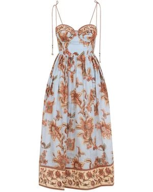 Zimmermann Aster Corset Midi Dress - White