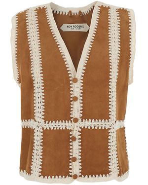 Roy Rogers Cs) Vest Raya Old Glory Suede Rbs And Crochet Sand-Off Blazers - Brown