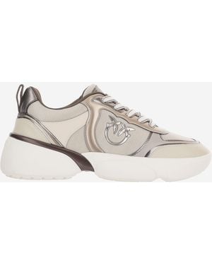 Pinko Trainers Alba Leather-Blend Upper: Cow Leather Trainers - Grey