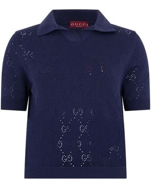 Gucci Polo Jumper Cotton Tops - Blue