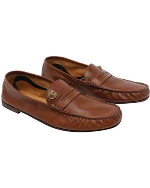 Versace Flat Shoes Calf Leather/Leather Sole - Brown