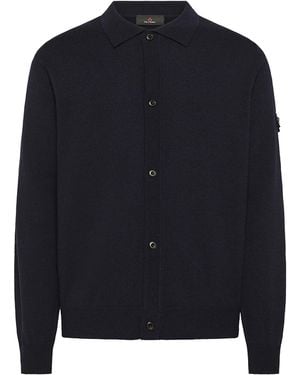 Peuterey Knit Button-Front Cardigan Shirt - Blue