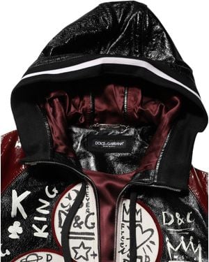 Dolce & Gabbana Hooded Leather Dg King Biker Jacket Calfskin Lambskin Clothing - Black