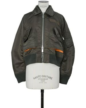 Sacai Blouson Hybride Nylon Twill Kaki Foncé Jacket - Grey