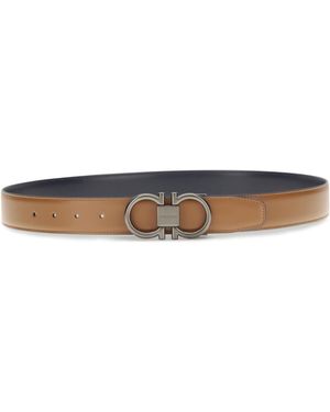 Ferragamo Reversible Leather Gancini Belt Calf Bos Taurus E Braces - Multicolour