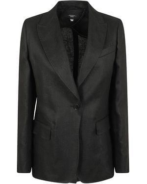 Weekend by Maxmara Canvas Puro Lino Unito Delave Lavato Giacca - Black