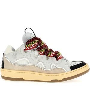Lanvin Curb Sneakers Calfskin Leather Polyester - Gray