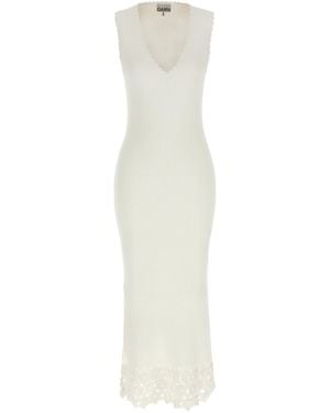 Ganni Cotton Crochet Dress - White