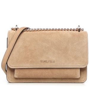 MICHAEL Michael Kors Claire Suede Shoulder Bag - Natural