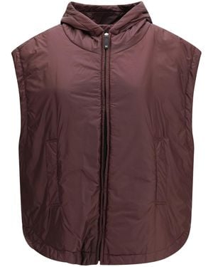 Max Mara Hooded Padded Vest, Water-Repellent Canvas Outer: Polyester Puffer Jackets - Purple