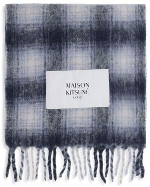 Maison Kitsuné Gray Alpaca Vicugna Pacos Scarf - Blue
