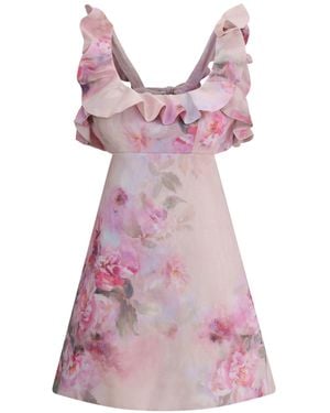 Zimmermann Crush Frill Mini Dress - Purple