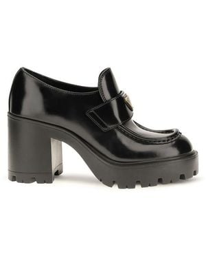 Prada Calf Leather Bos Taurus Platform Loafers - Black