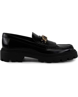 Tod's Moccasin With Plaque And Fringes - Black