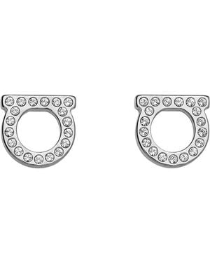 Ferragamo Coloured Earrings With Gancini Design And Butterfly Clasp - Metallic