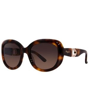 Ferragamo Salvatore Sunglasses Cat Eye Full Rim, Dark Havana Frame And Gradient Lens Sf727S214 - Brown