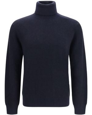 Brioni Wool And Cashmere Turtleneck Sweater - Blue
