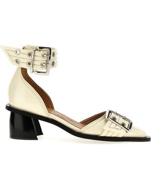 Ganni Buckle Open Cut Pumps Polyurethane - Metallic