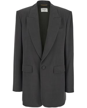 Saint Laurent Single-Breasted Jacket With Peak Revers - Black